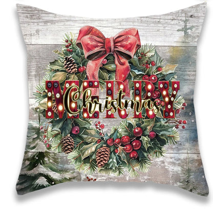 Christmas Retro Cow Pillow Cover