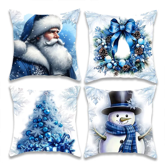 Christmas White Santa Claus Pillow Cover