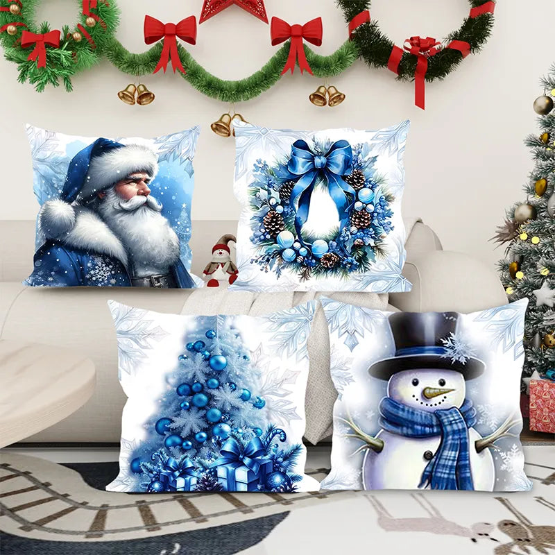 Christmas White Santa Claus Pillow Cover