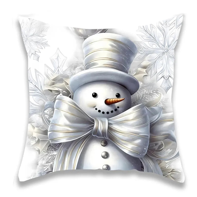 Christmas Silver Santa Pillow Cover