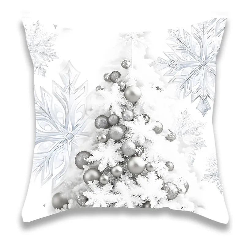 Christmas Silver Santa Pillow Cover