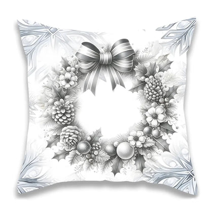 Christmas Silver Santa Pillow Cover