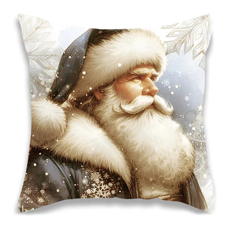 Christmas Champagne Gold Santa Pillow Cover