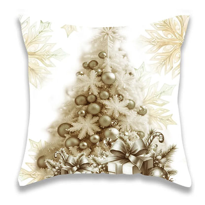 Christmas Champagne Gold Santa Pillow Cover