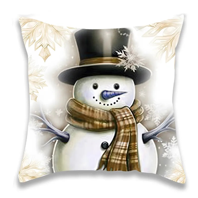 Christmas Champagne Gold Santa Pillow Cover