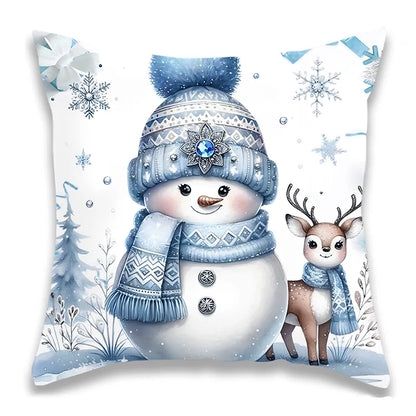 Christmas Baby Blue Snowman Pillow Cover