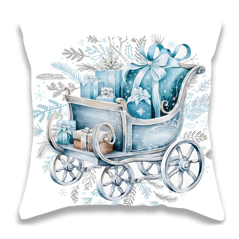 Christmas Baby Blue Snowman Pillow Cover