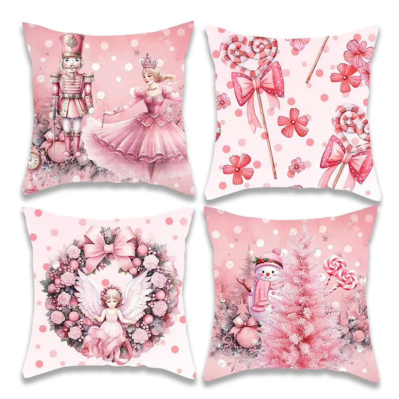 Pink Angel Girl Christmas Pillowcase