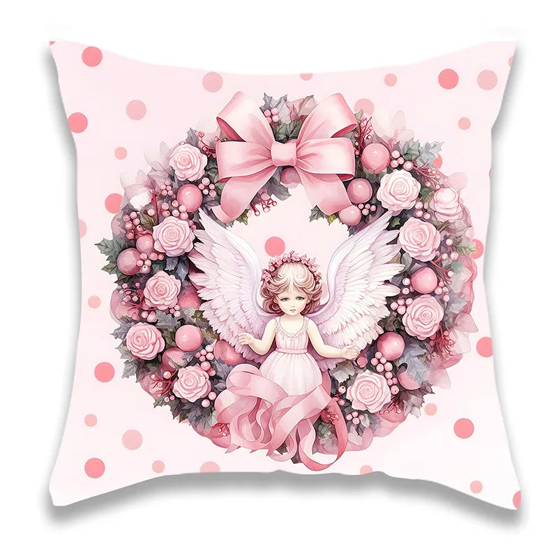 Pink Angel Girl Christmas Pillowcase