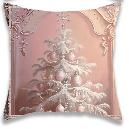 Christmas Pink Flowers Pillow Cover