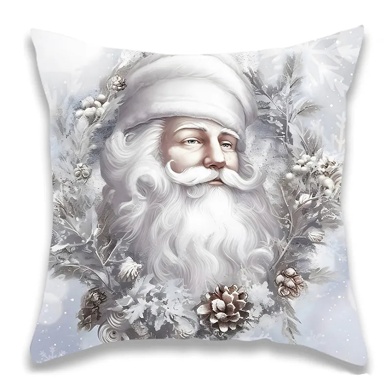 Christmas Silver Santa Snowman Pillowcase