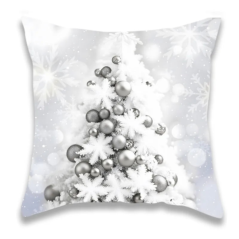 Christmas Silver Santa Snowman Pillowcase