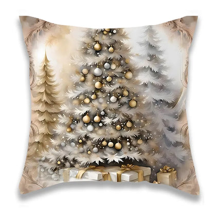 Christmas Tree Elk Fireplace Pillow Cover