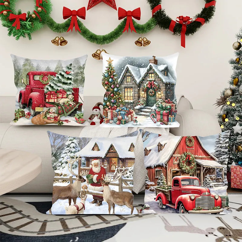 Christmas Farmhouse Vintage Pillow Cover