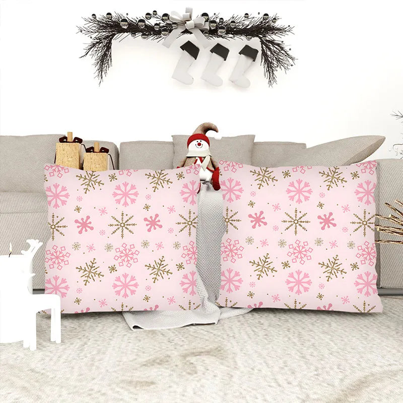 Christmas Pink Personalized Snowflake Pillowcase