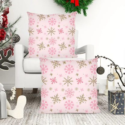 Christmas Pink Personalized Snowflake Pillowcase