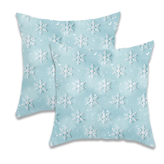 Christmas Blue Snowflake Pillowcase