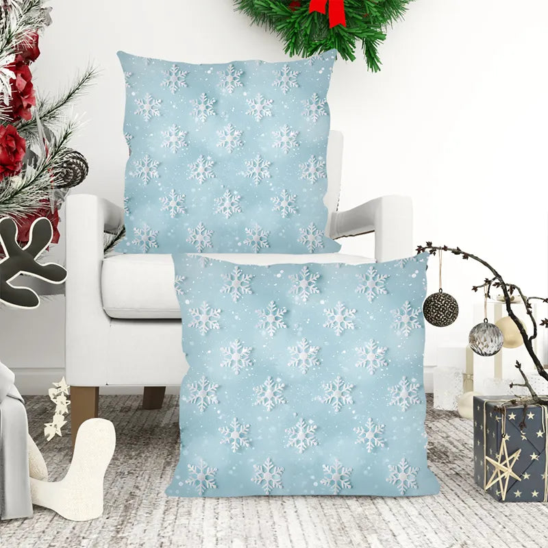 Christmas Blue Snowflake Pillowcase