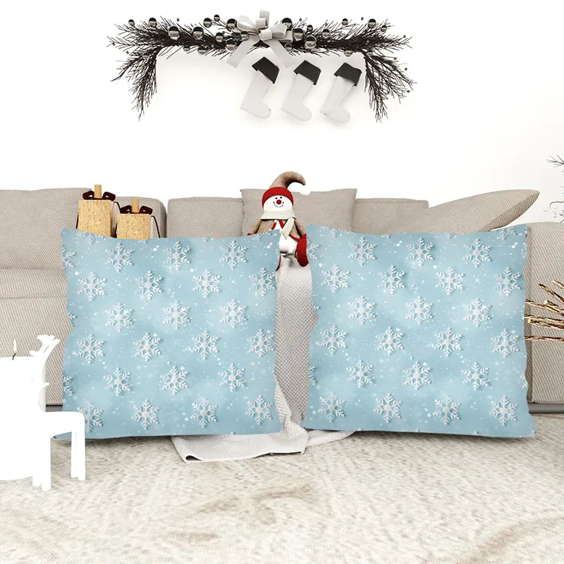 Christmas Blue Snowflake Pillowcase