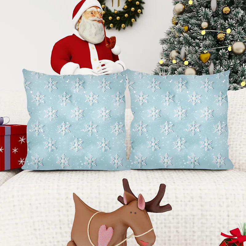 Christmas Blue Snowflake Pillowcase