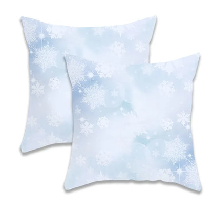 Christmas Light Blue Snowflake Pillowcase