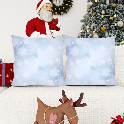 Christmas Light Blue Snowflake Pillowcase