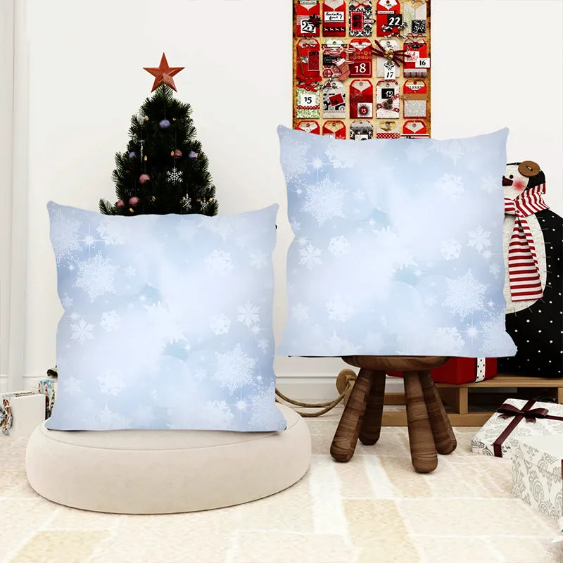 Christmas Light Blue Snowflake Pillowcase