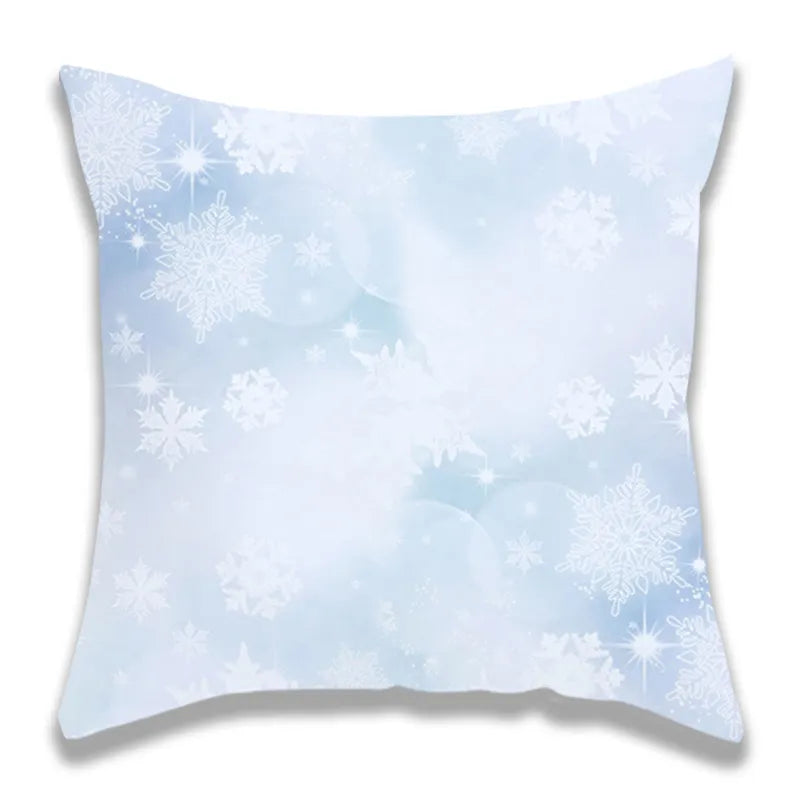 Christmas Light Blue Snowflake Pillowcase