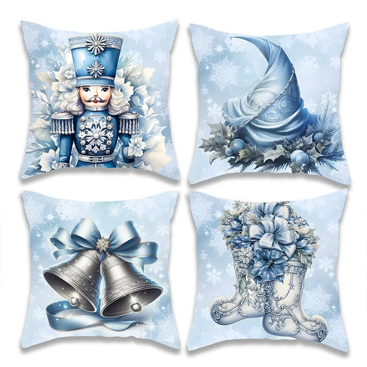 Christmas Blue Nutcracker Bell Pillowcase