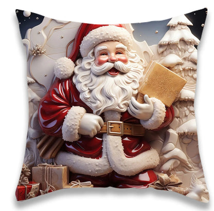 Christmas Cute Snowman and Santa Pillowcase