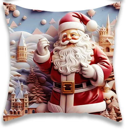 Christmas Cute Snowman and Santa Pillowcase