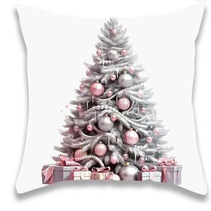 White and Pink Bell Christmas Tree Pillowcase