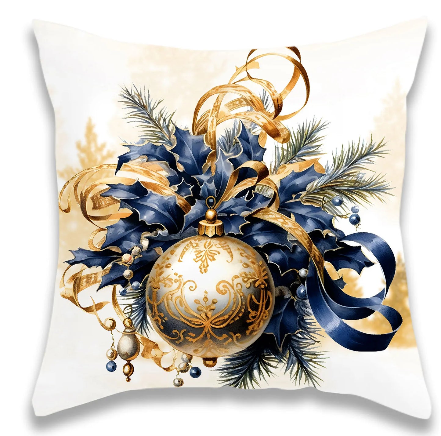 Christmas Blue Elk Christmas Tree Pillow Cover