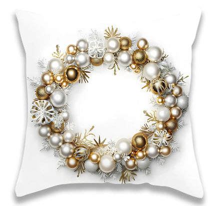 White Gold Christmas Ball Pillow Case