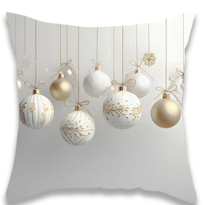 White Gold Christmas Ball Pillow Case