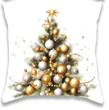 White Gold Christmas Ball Pillow Case