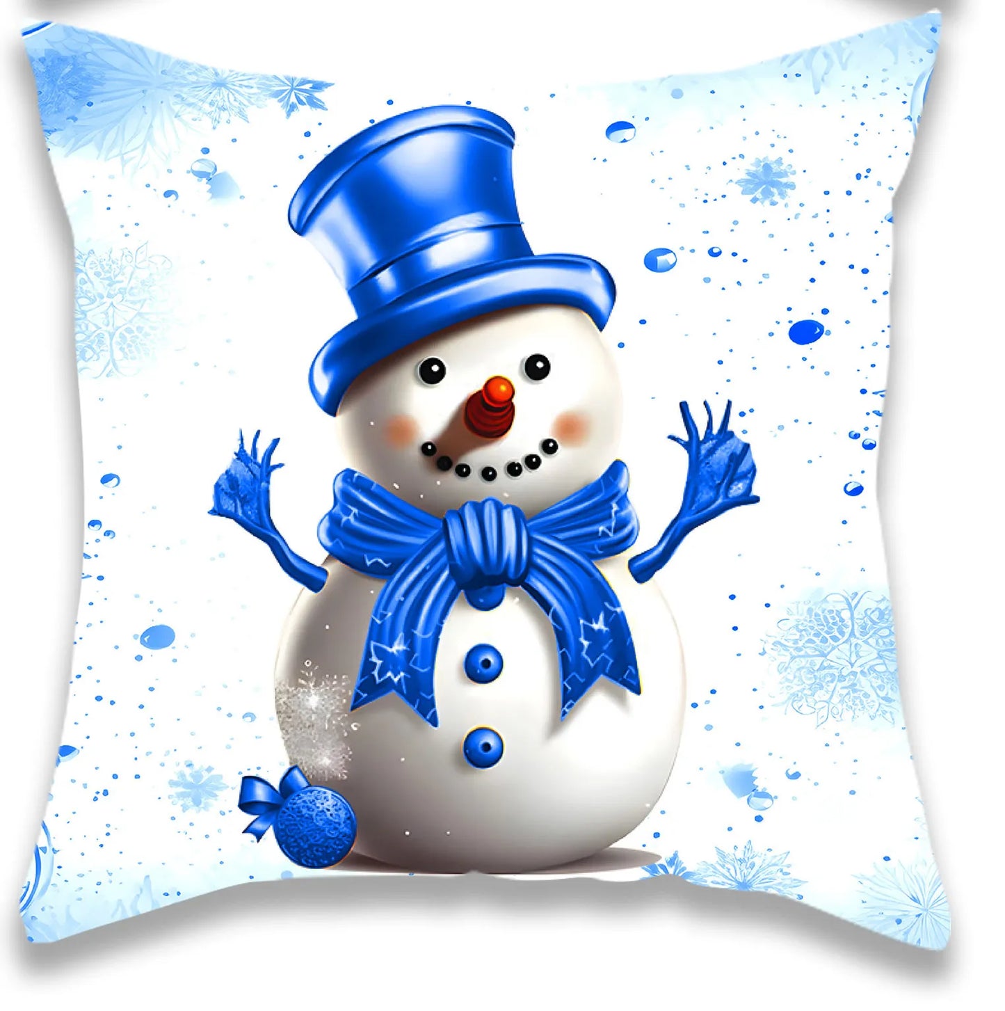 Christmas Blue Gold Silver Santa Pillow Case