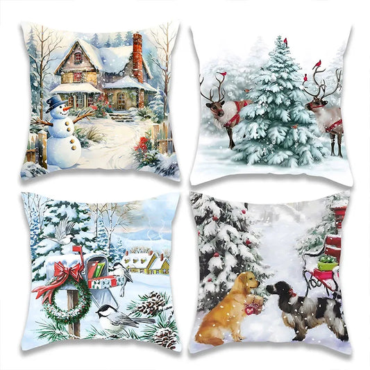 Christmas Snow Pattern Pillow Cover