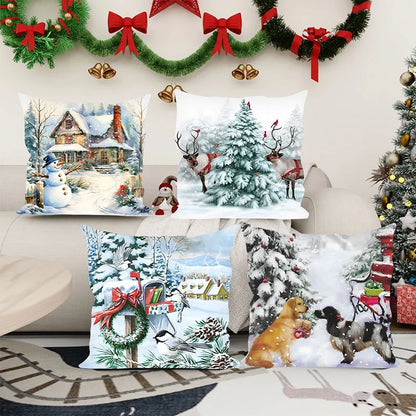 Christmas Snow Pattern Pillow Cover