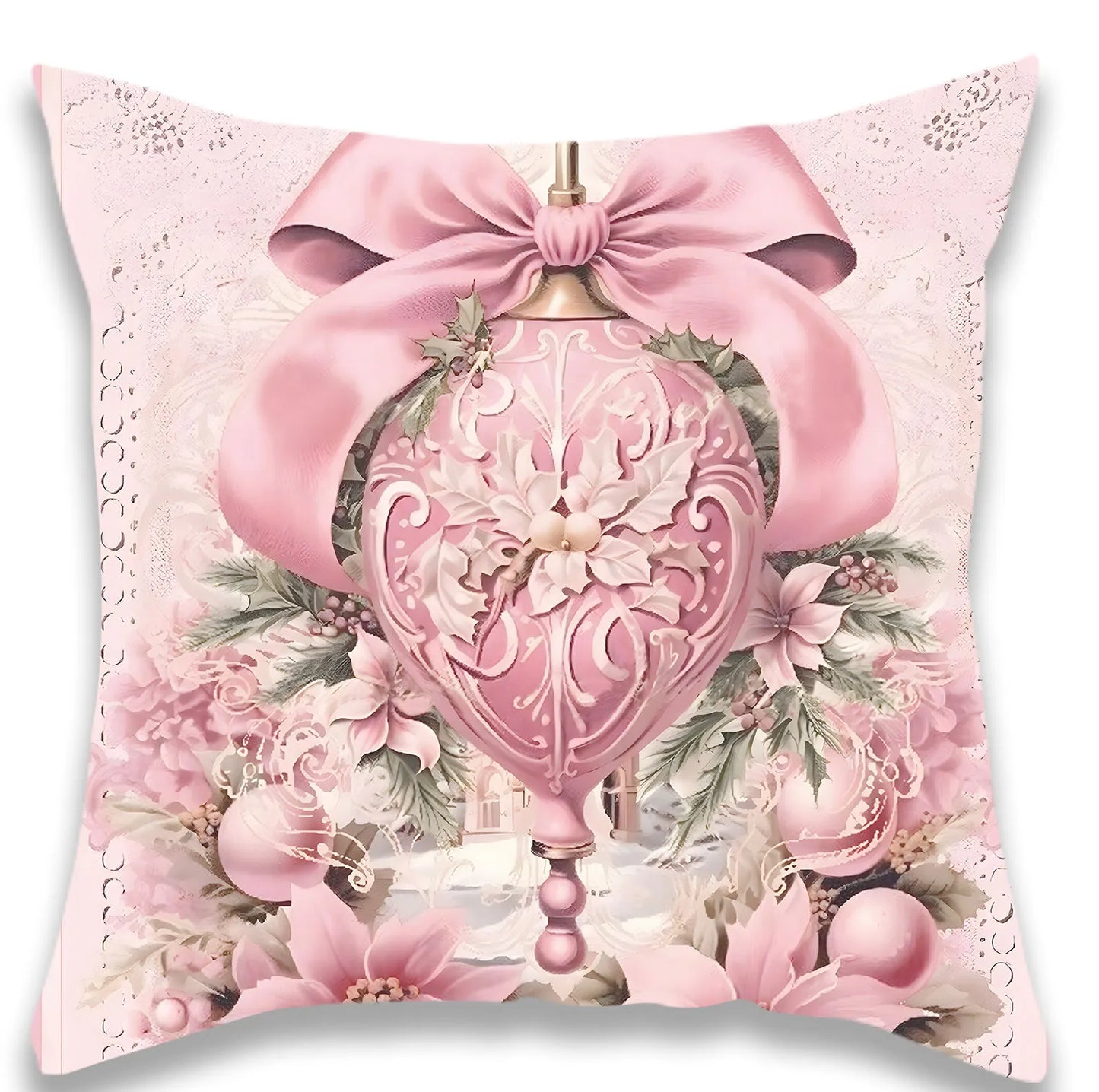 Christmas Pink Victoria Pillow Cover