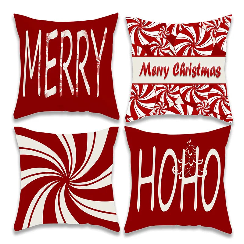 Red Christmas Candy Pattern Pillowcase