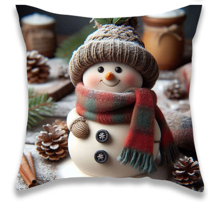 2024 Christmas Cartoon Pattern Velvet Throw Pillow Cases