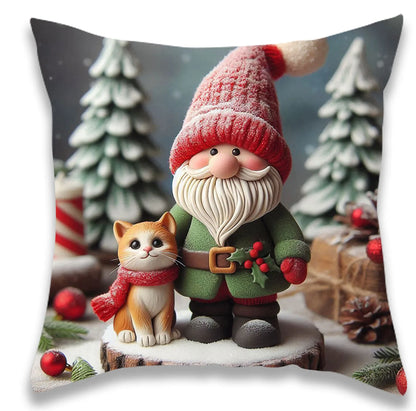 2024 Christmas Cartoon Pattern Velvet Throw Pillow Cases