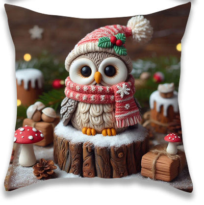 2024 Christmas Cartoon Pattern Velvet Throw Pillow Cases