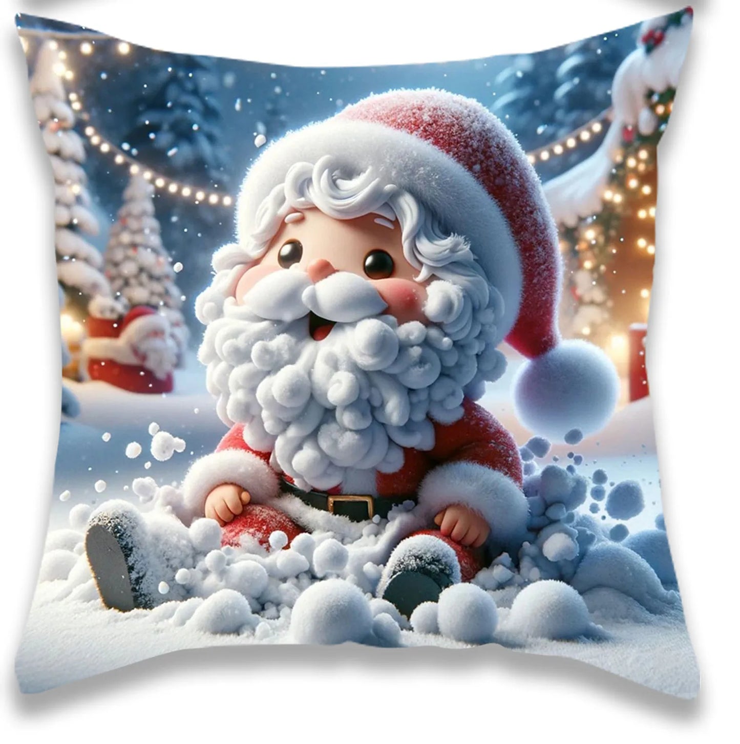 3D Cute Christmas Cartoon Characters Print Pillowcase