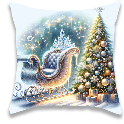 18x18 Blue Personalized Santa Pattern Pillow Covers Set