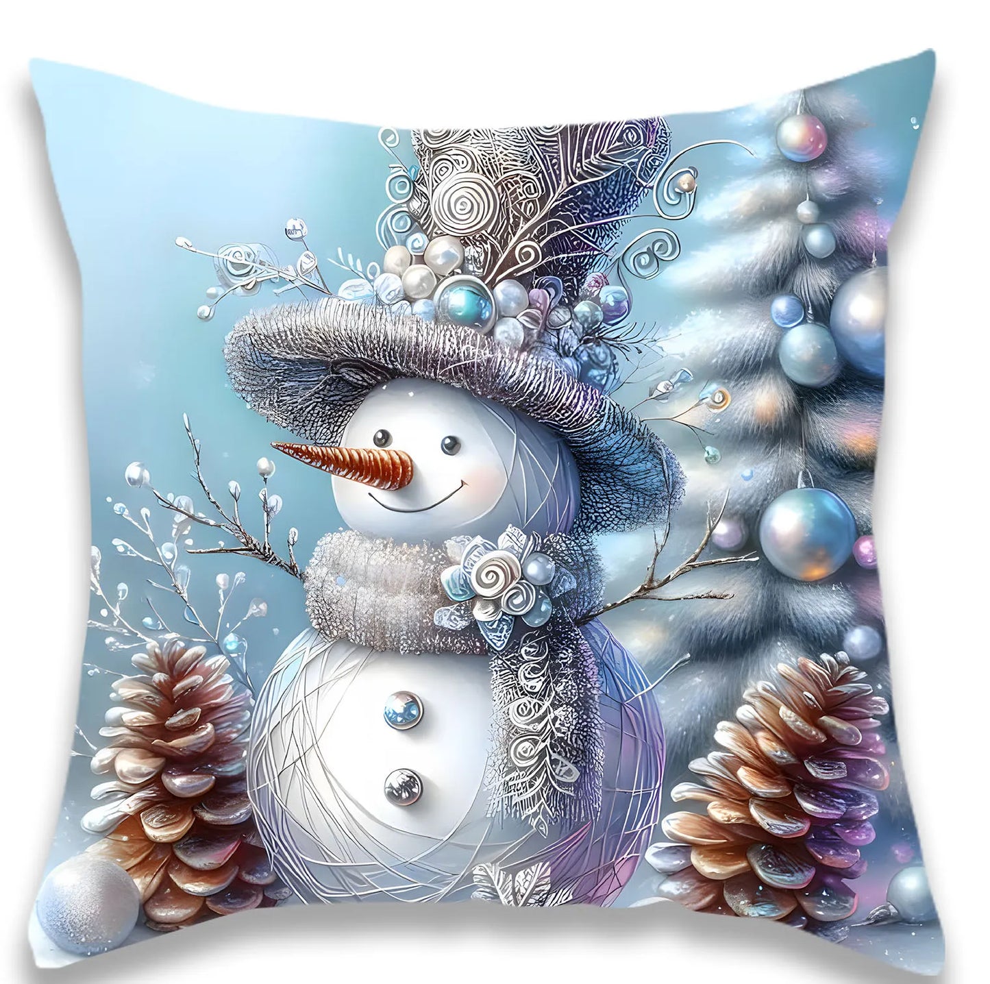 18x18 Blue Personalized Santa Pattern Pillow Covers Set