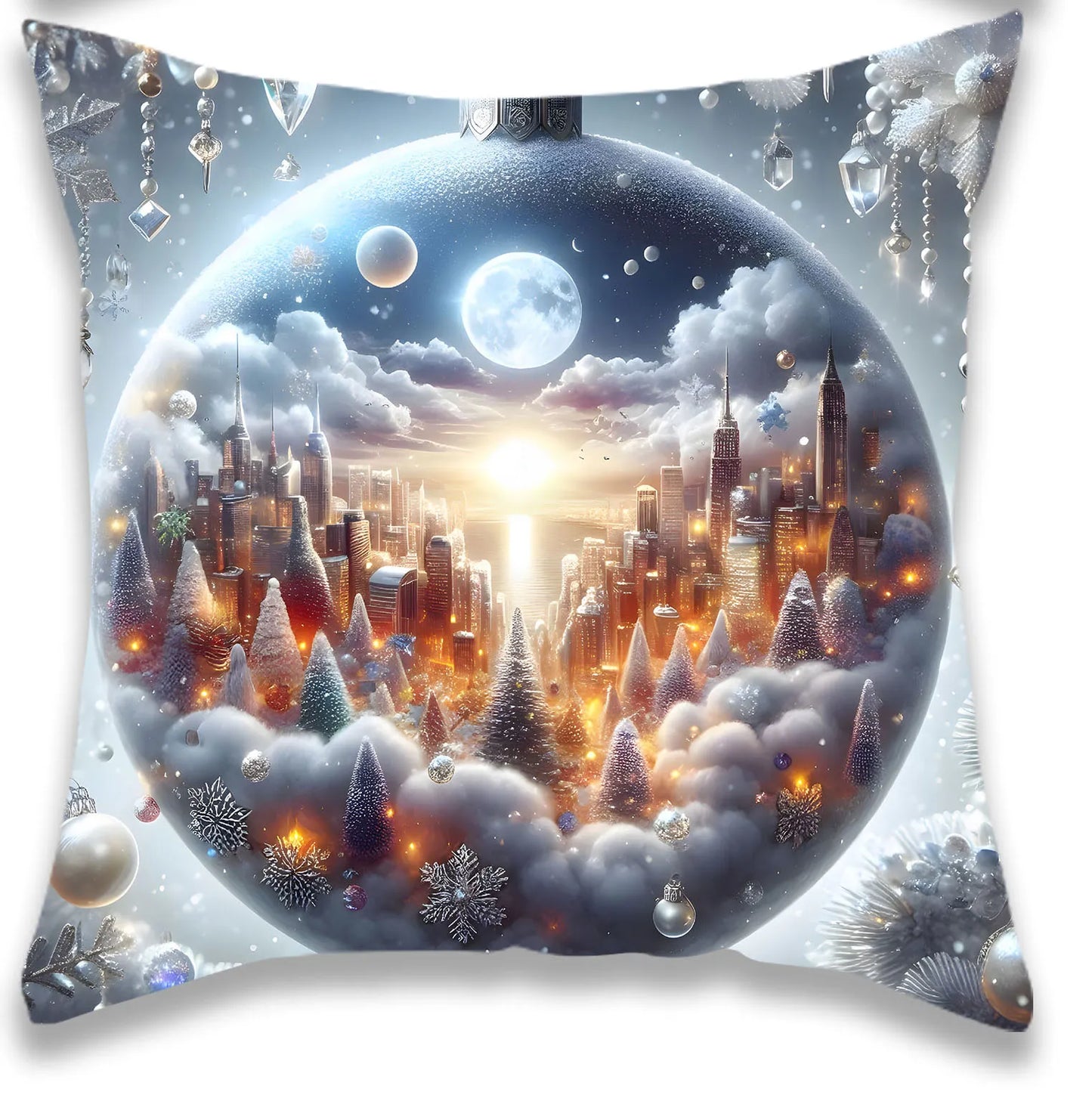 18x18 Blue Personalized Santa Pattern Pillow Covers Set