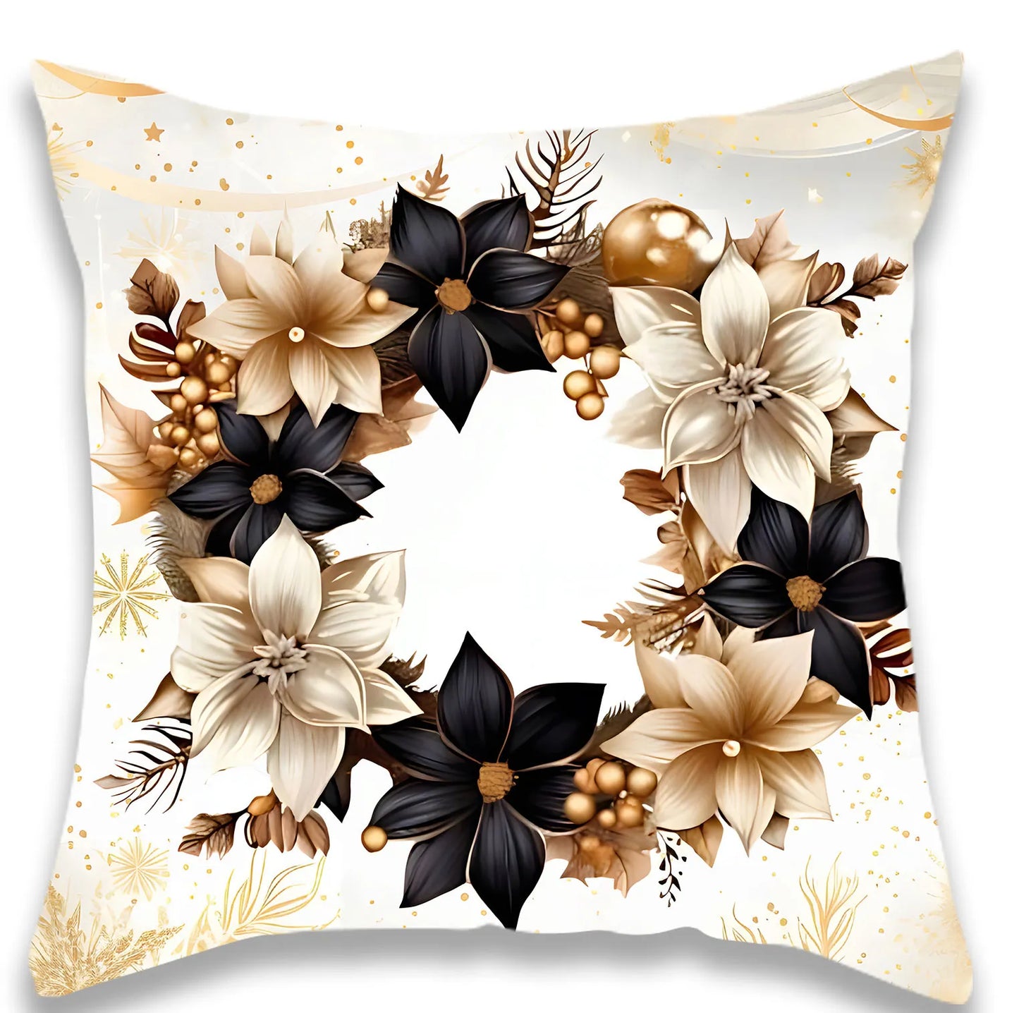 Luxurious Black and Golden Velvet 18x18 Throw Pillow Cover