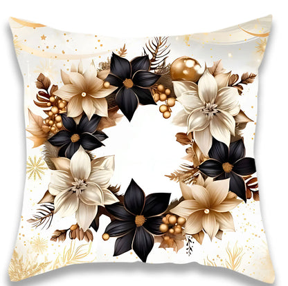 Luxurious Black and Golden Velvet 18x18 Throw Pillow Cover